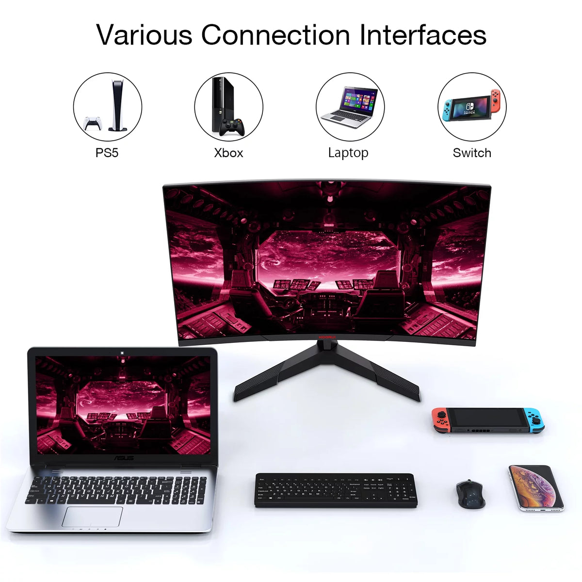 27 inch 2K QHD 144Hz 1ms Curved Gaming Monitor, Black S1312