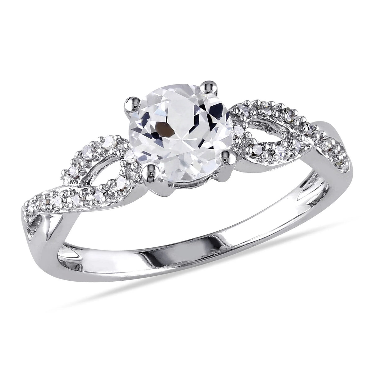 10kt White Gold Solitaire Ring with Infinity Band O30193