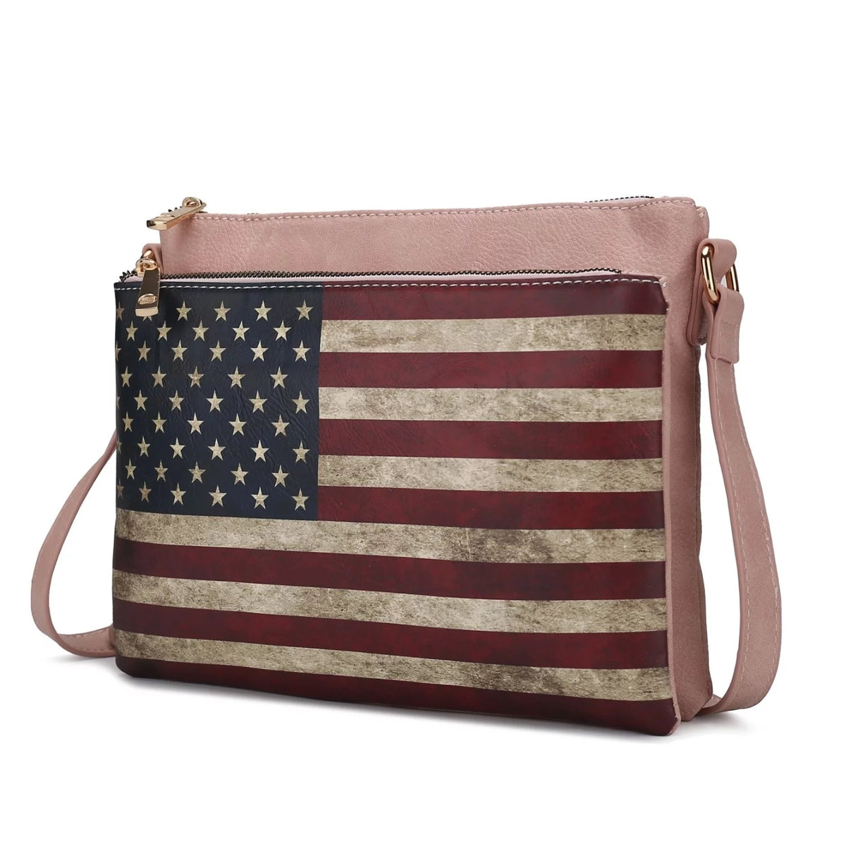 Printed Flag Vegan Leather Womens Crossbody Bag P899228