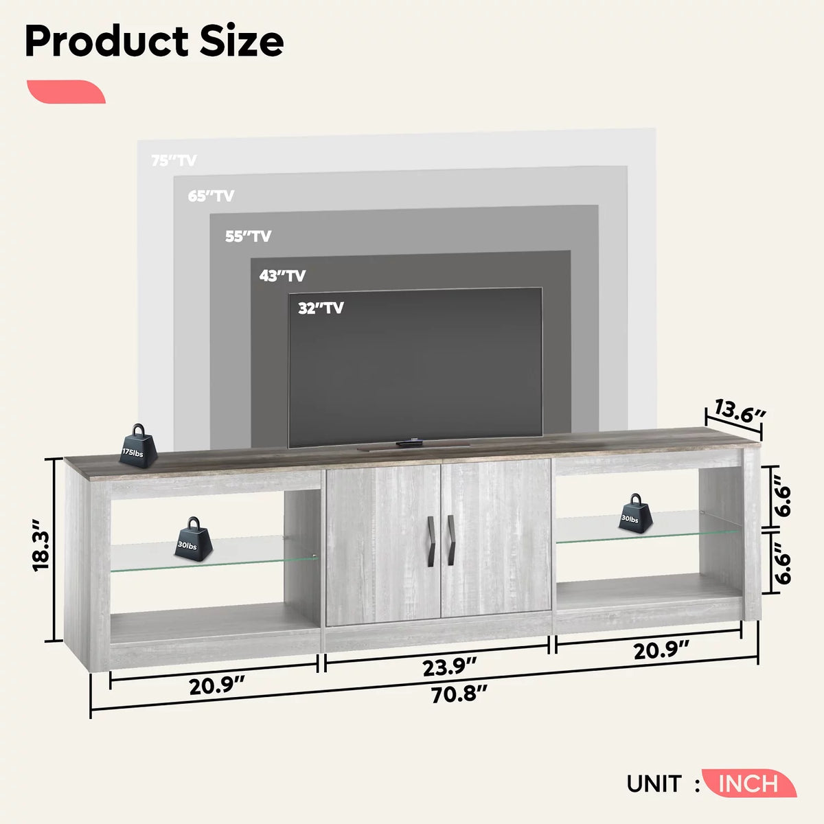 Wash Grey TV Stand Y281