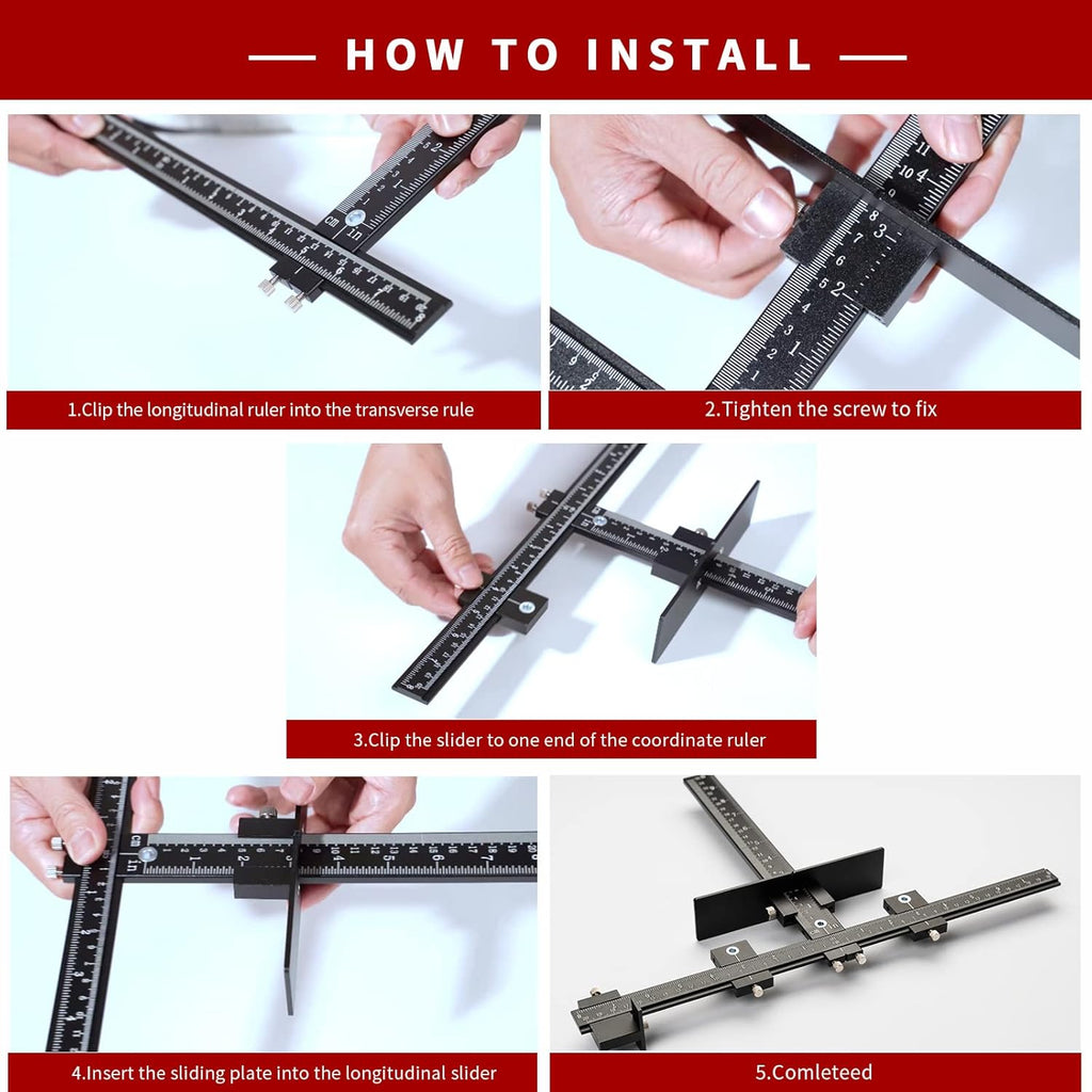 14-Piece Aluminum Alloy Cabinet Handle Template Jig Tool V434
