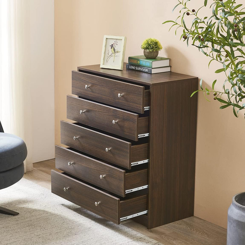 Black 5 Drawer Wood Dresser Y80067