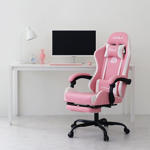 Black PU Leather High Back Ergonomic Video Gaming Chair with Footrest B852463
