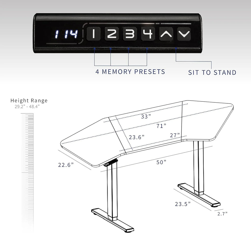 Black Table Top White Frame Electric Height Adjustable Stand Up Desk W984504
