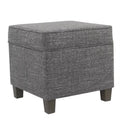 Gray Brown Upholstered Wooden Ottoman with Lift Off Top K7594