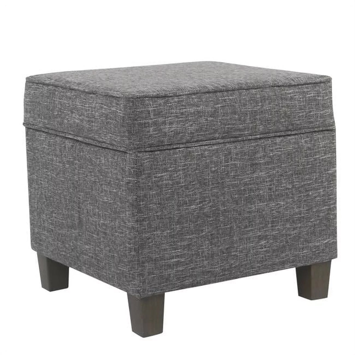 Gray Brown Upholstered Wooden Ottoman with Lift Off Top K7594