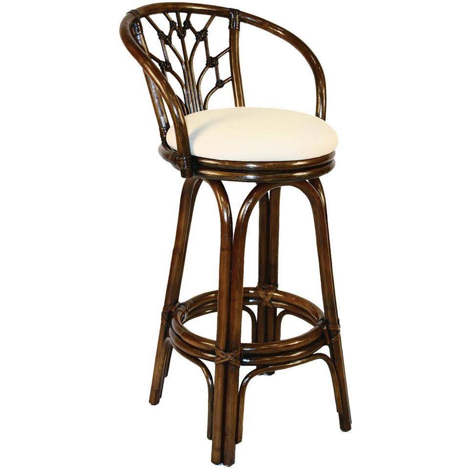 Antique Finish Swivel Rattan Counterstool G326