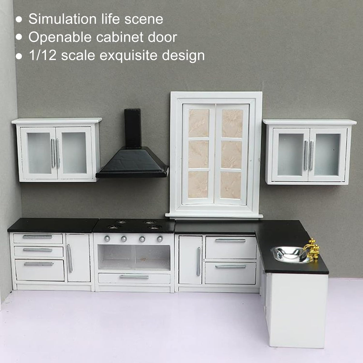 1:12 Mini Dollhouse Kitchen Cabinet Set E56692