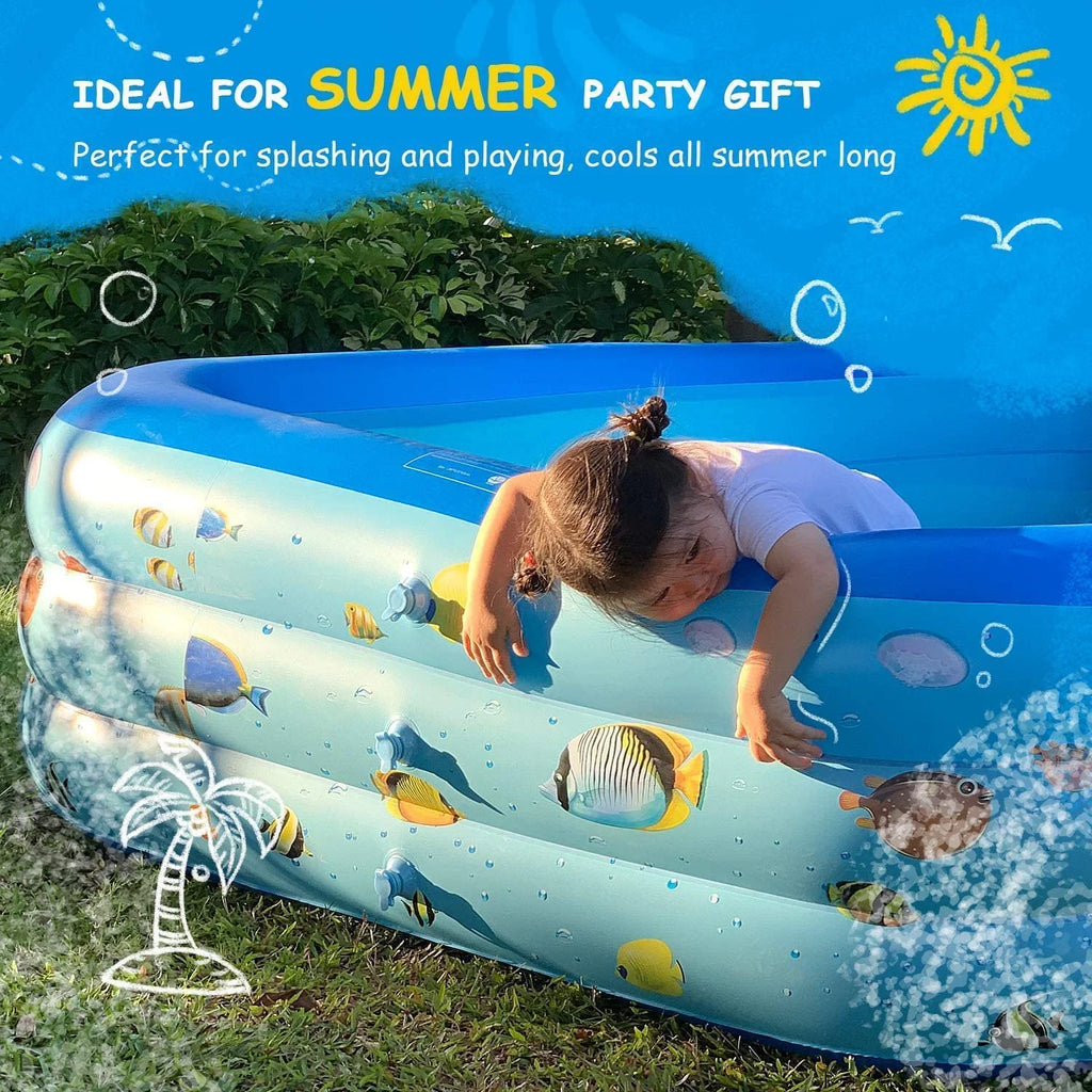 Inflatable Pool, Thickened Kiddie Pool, BPA-Free, 6.9 x 5 x 1.8 ft, Blue D787