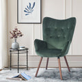 Green Velvet Wingback Accent Chair with Tufted Backrest I373