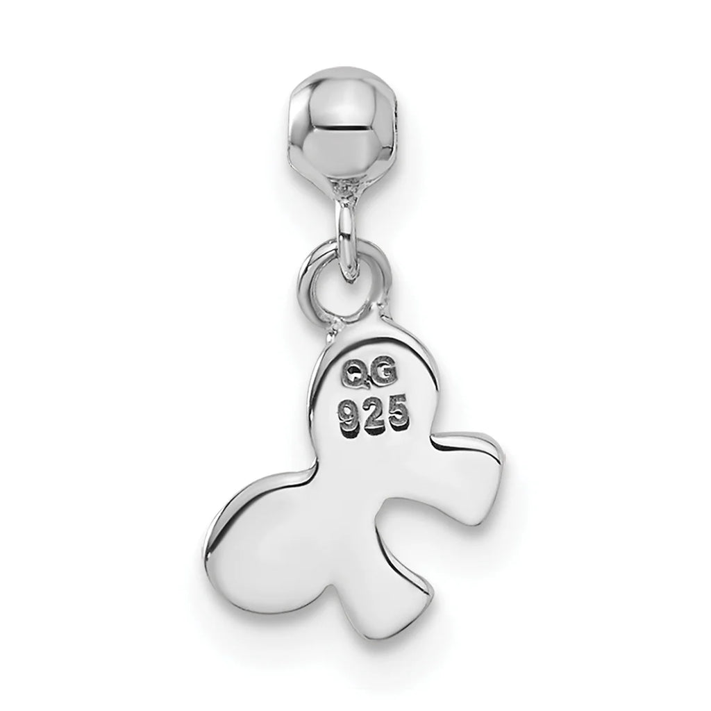 Sterling Silver Created Crystal Bow Charm Pendant with Rope Chain Necklace 20'' A835609
