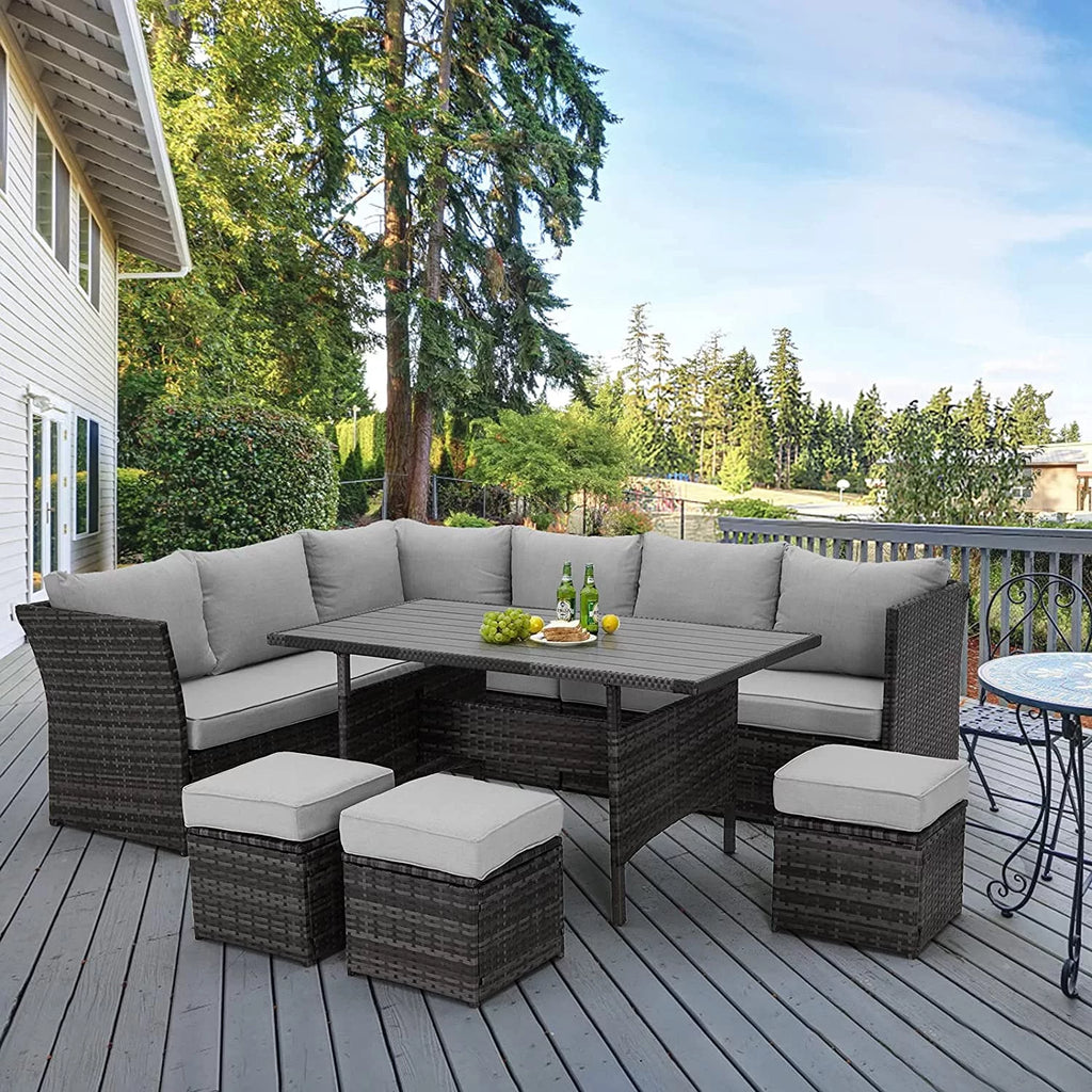 7 Piece Rattan Wicker Patio Conversation Set M833347