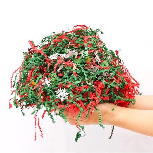 1LB Christmas Crinkle Cut Paper Basket Filler B4731