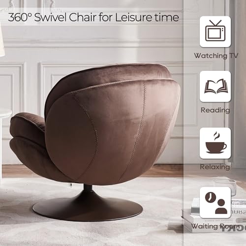 Olive Green Velvet Swivel Accent Chair with Ottoman Y2630