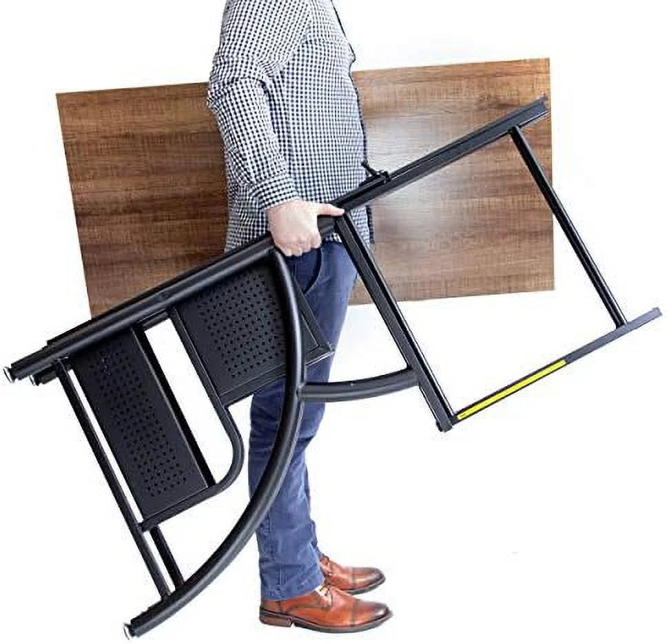 Folding Wooden Computer Desk with Bottom Shelf Black X72656