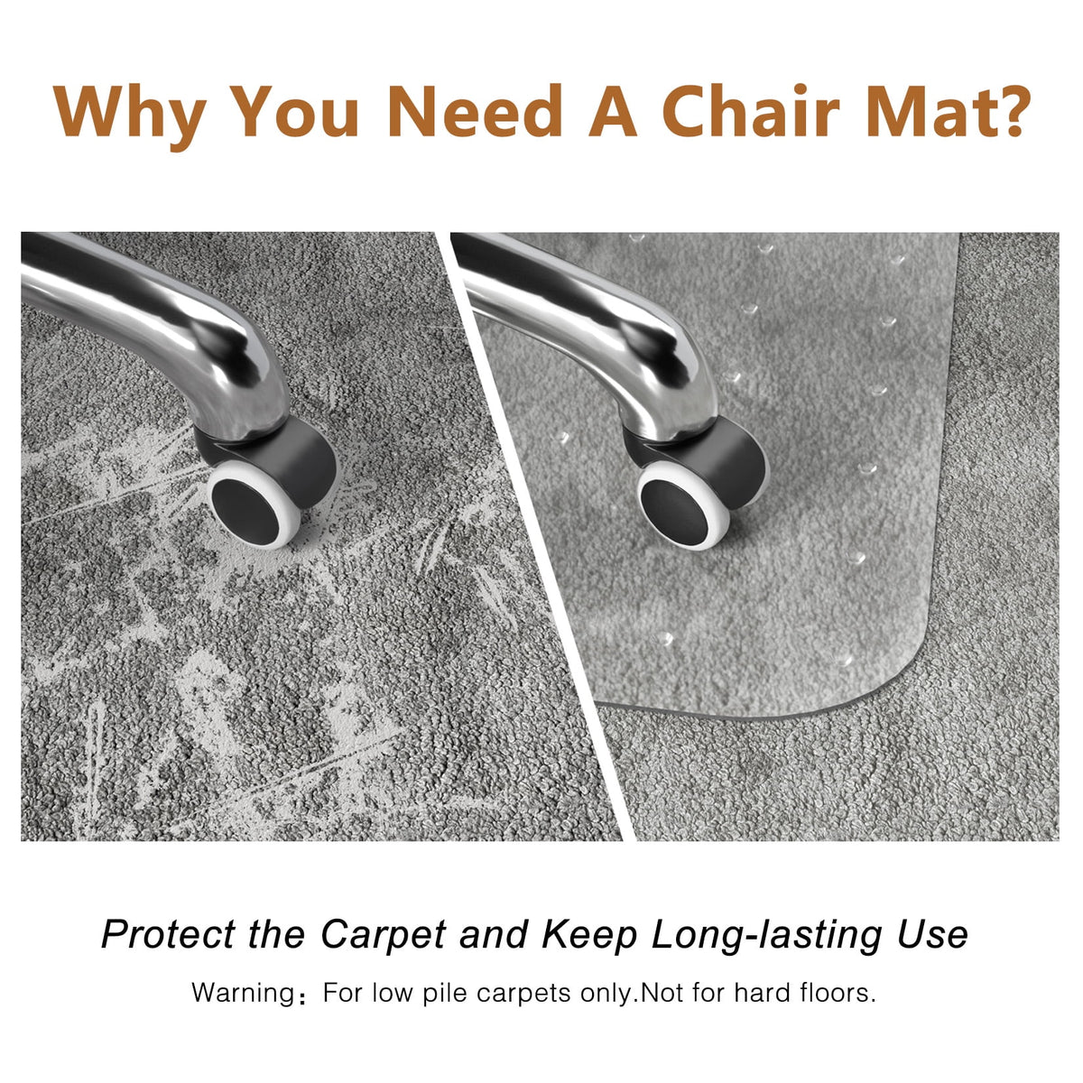 Office Chair Mat for Low Pile Carpet, 30'' x 48'' N192