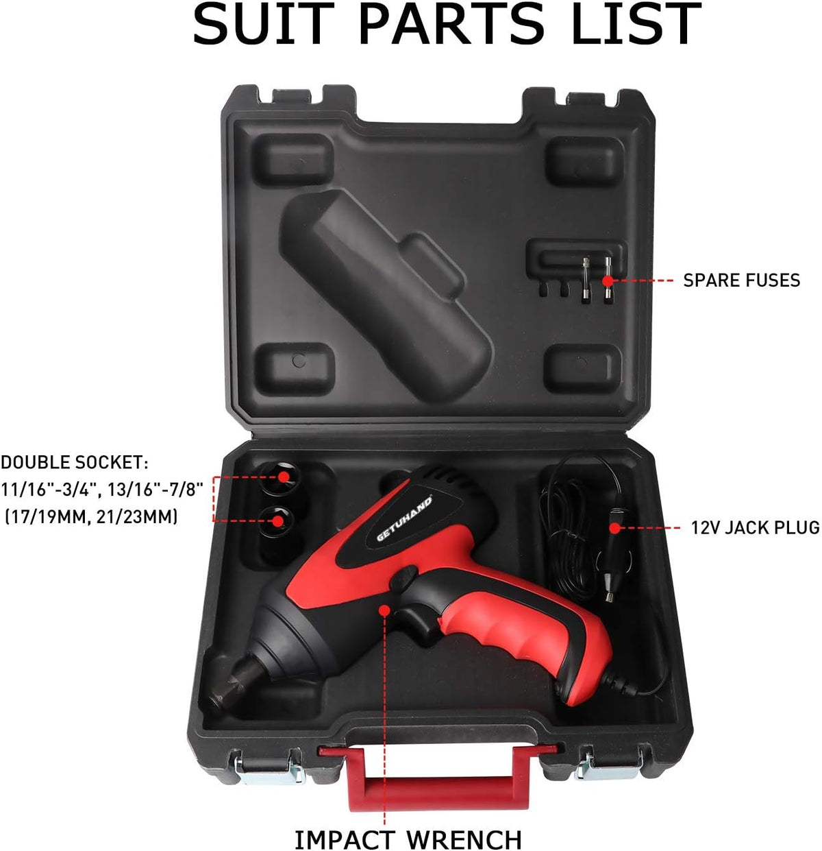 1/2 Inch 12 Volt Portable Electric Impact Wrench Kit with Sockets and Carry Case E7576