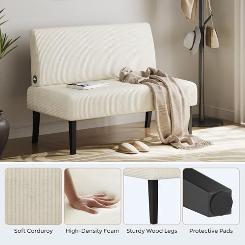 Beige Corduroy Armless Loveseat Futon D738