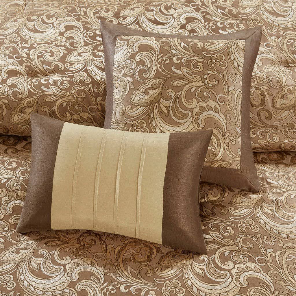 24 Piece Brown Cal King Bedding Set G7234