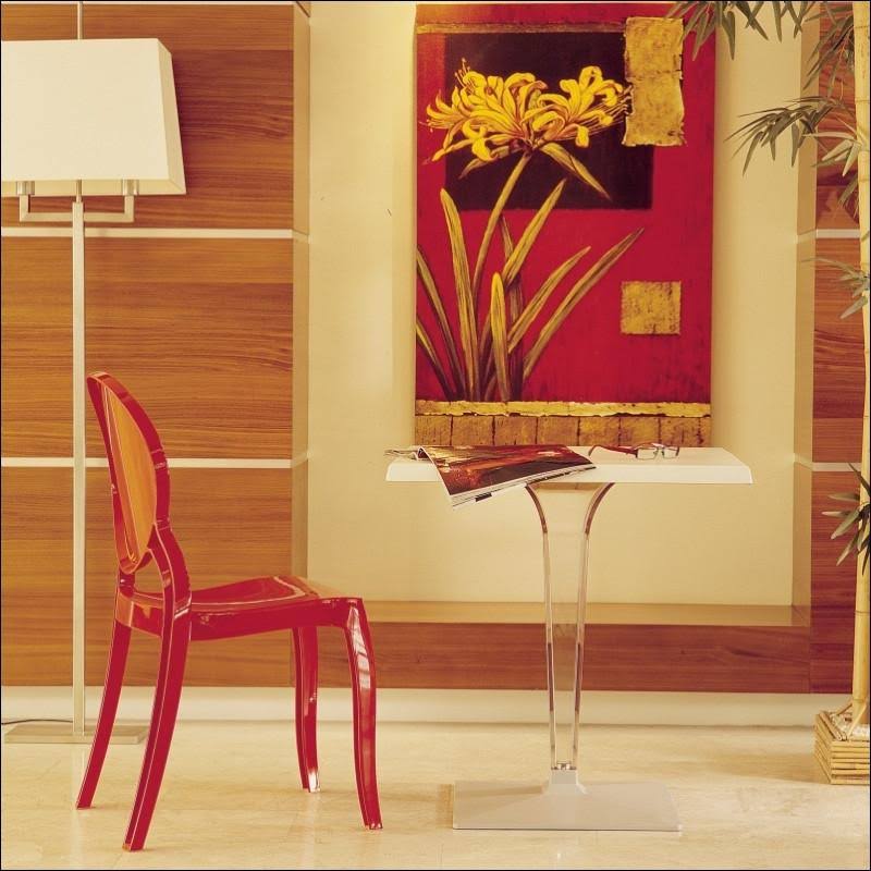 Glossy Red Polycarbonate Dining Chair Y618252