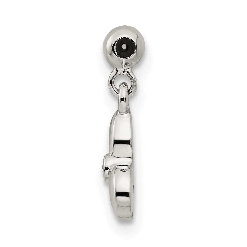 Sterling Silver Created Crystal Bow Charm Pendant with Rope Chain Necklace 20'' A835609