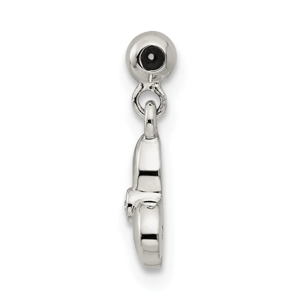 Sterling Silver Created Crystal Bow Charm Pendant with Rope Chain Necklace 20'' A835609