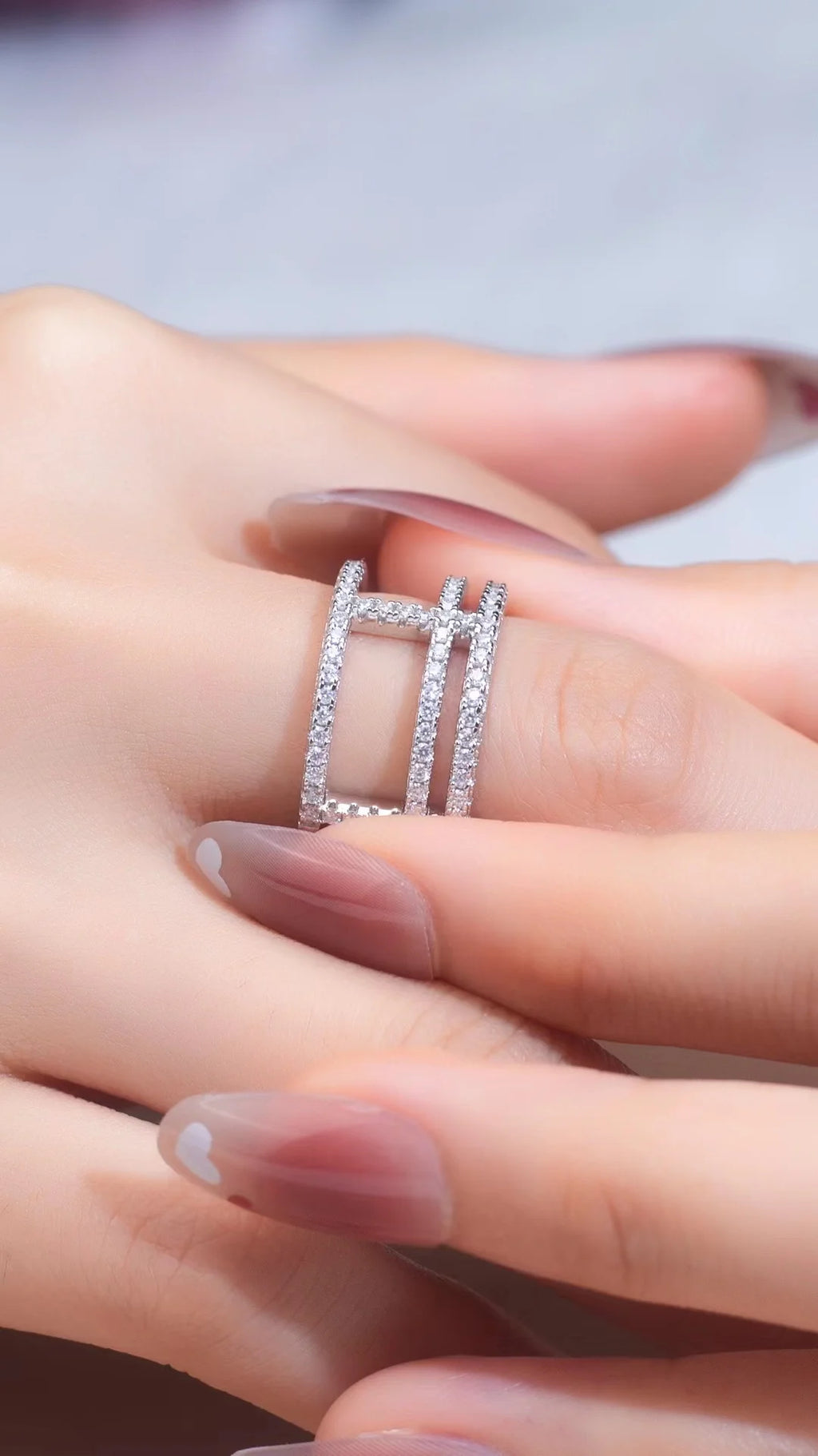 18K White Gold Plated Moissanite Engagement Ring P959525