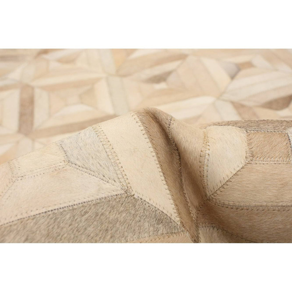 Handmade Cowhide Patchwork Beige Ivory Leather V96996