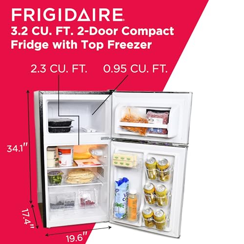 Compact Stainless Steel Top-Freezer Refrigerator, 3.2 cu ft Double Door C37639