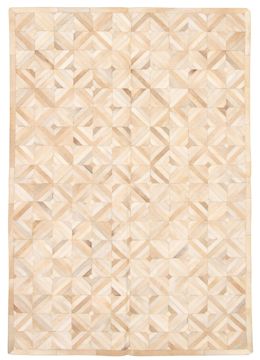 Handmade Cowhide Patchwork Beige Ivory Leather V96996