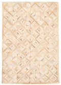 Handmade Cowhide Patchwork Beige Ivory Leather V96996