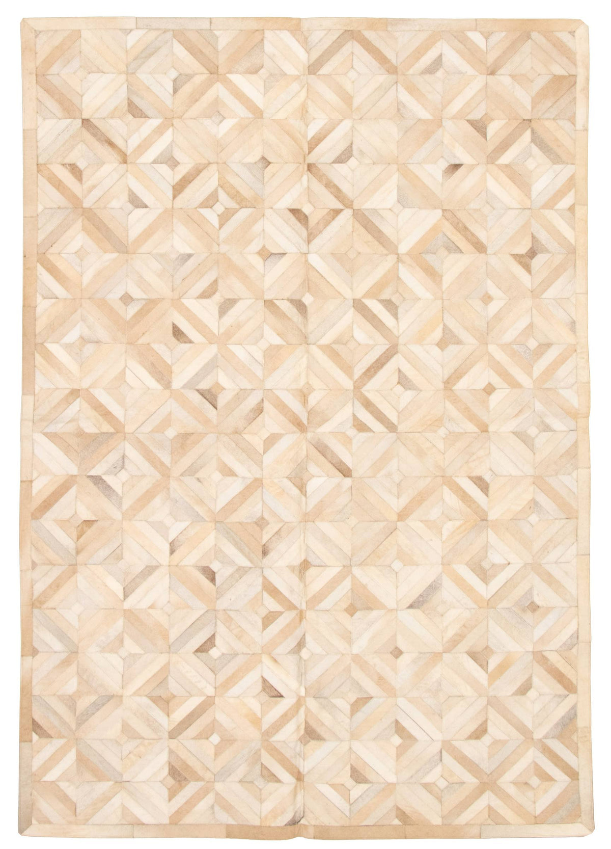 Handmade Cowhide Patchwork Beige Ivory Leather V96996