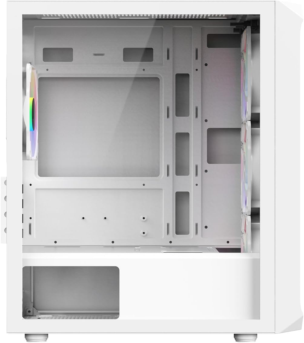 White Micro-ATX PC Gaming Case with Mesh Front Panel & Tempered Glass Side Panel Y802