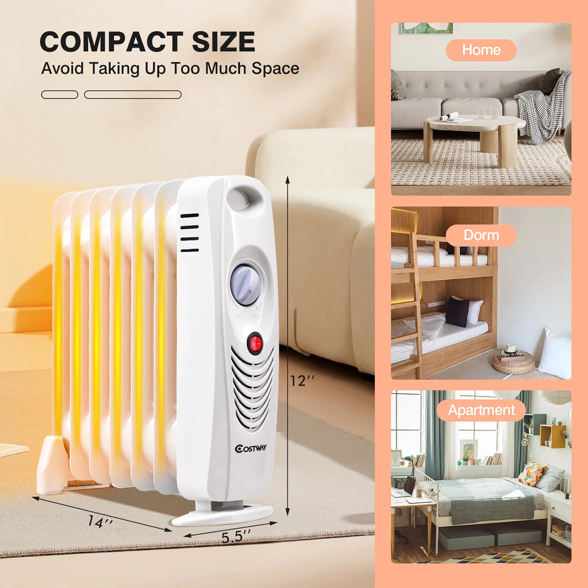 Portable Mini Electric Oil Filled Radiator Heater 7-Fin P539