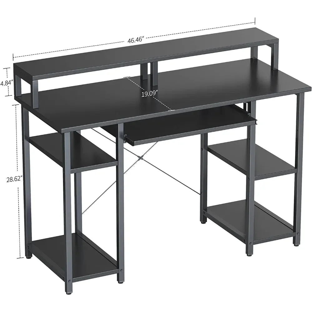 47 Inch White Computer Desk with Storage Shelves Y106610