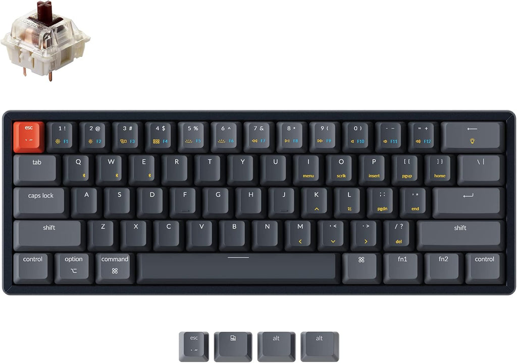 60% Bluetooth Wireless/USB Wired Mechanical Keyboard with Gateron G Pro Brown Switch, Aluminum Frame G54329