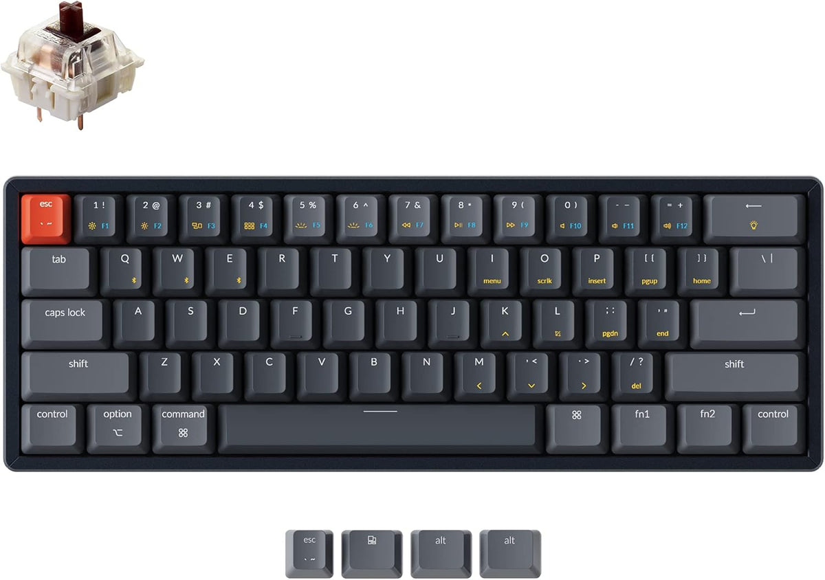 60% Bluetooth Wireless/USB Wired Mechanical Keyboard with Gateron G Pro Brown Switch, Aluminum Frame G54329