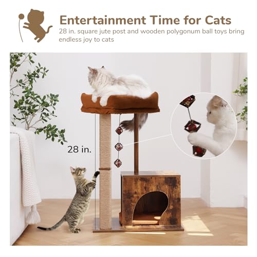 Modern Wooden Cat Scratching Post with Silvervine Balls R585112