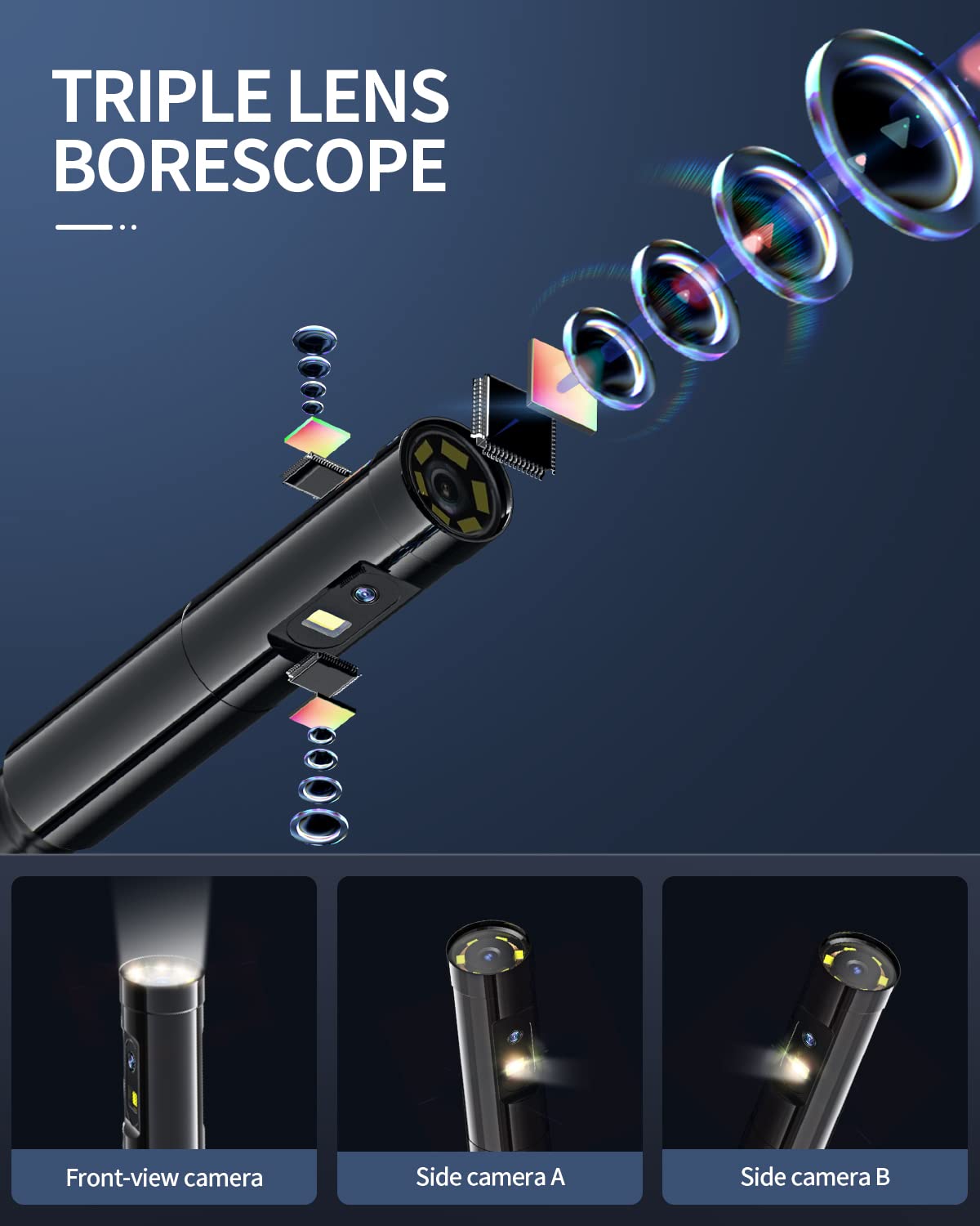 16.4ft Waterproof Flexible Borescope Inspection Camera with Light A7108