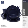 16-Piece Matte Dark Blue Ceramic Stoneware Dinnerware Set U37359