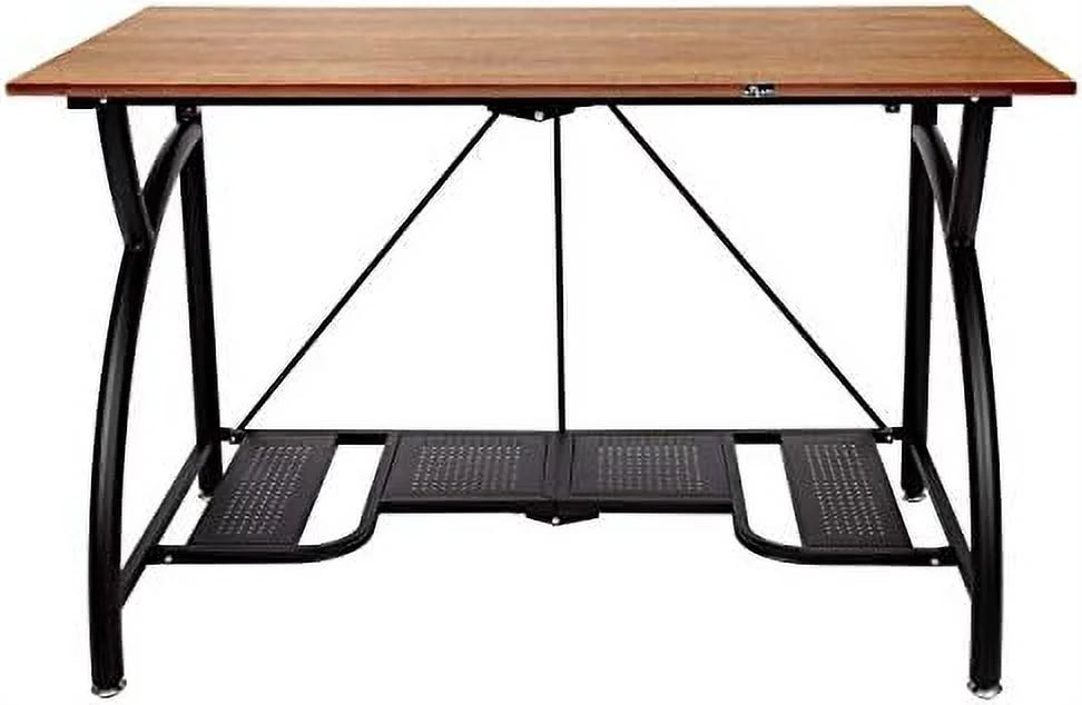 Folding Wooden Computer Desk with Bottom Shelf Black X72656