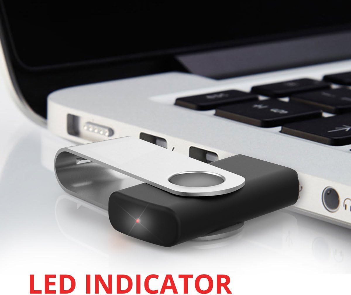 10 Pack 4GB USB2.0 Swivel Flash Drives with Led Indicator, Black Z670882