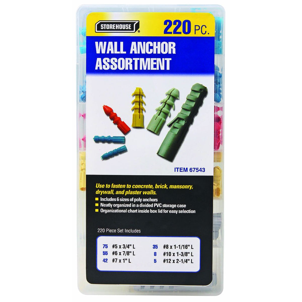 Wall Anchor Assortment, 220 Piece W2265