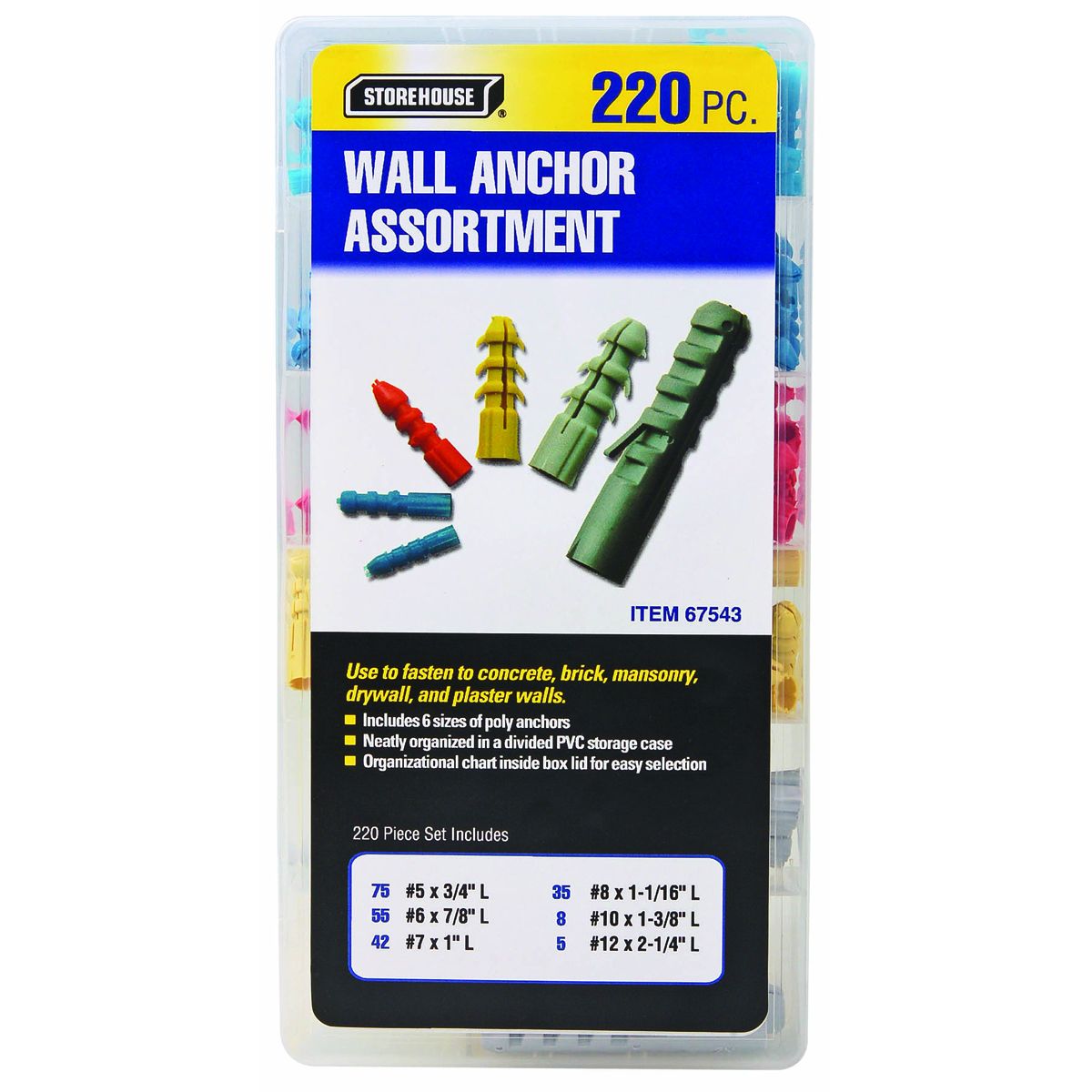 Wall Anchor Assortment, 220 Piece W2265