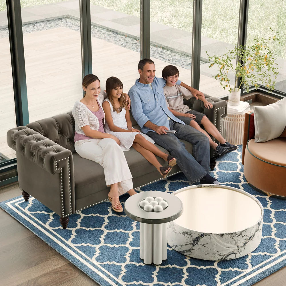 3 Seater Velvet Sofa with 3 Pillows H5295
