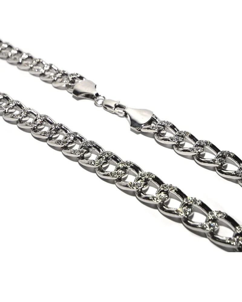 Silver-Tone Plated Curb Links Chain Necklace 30'' Y562