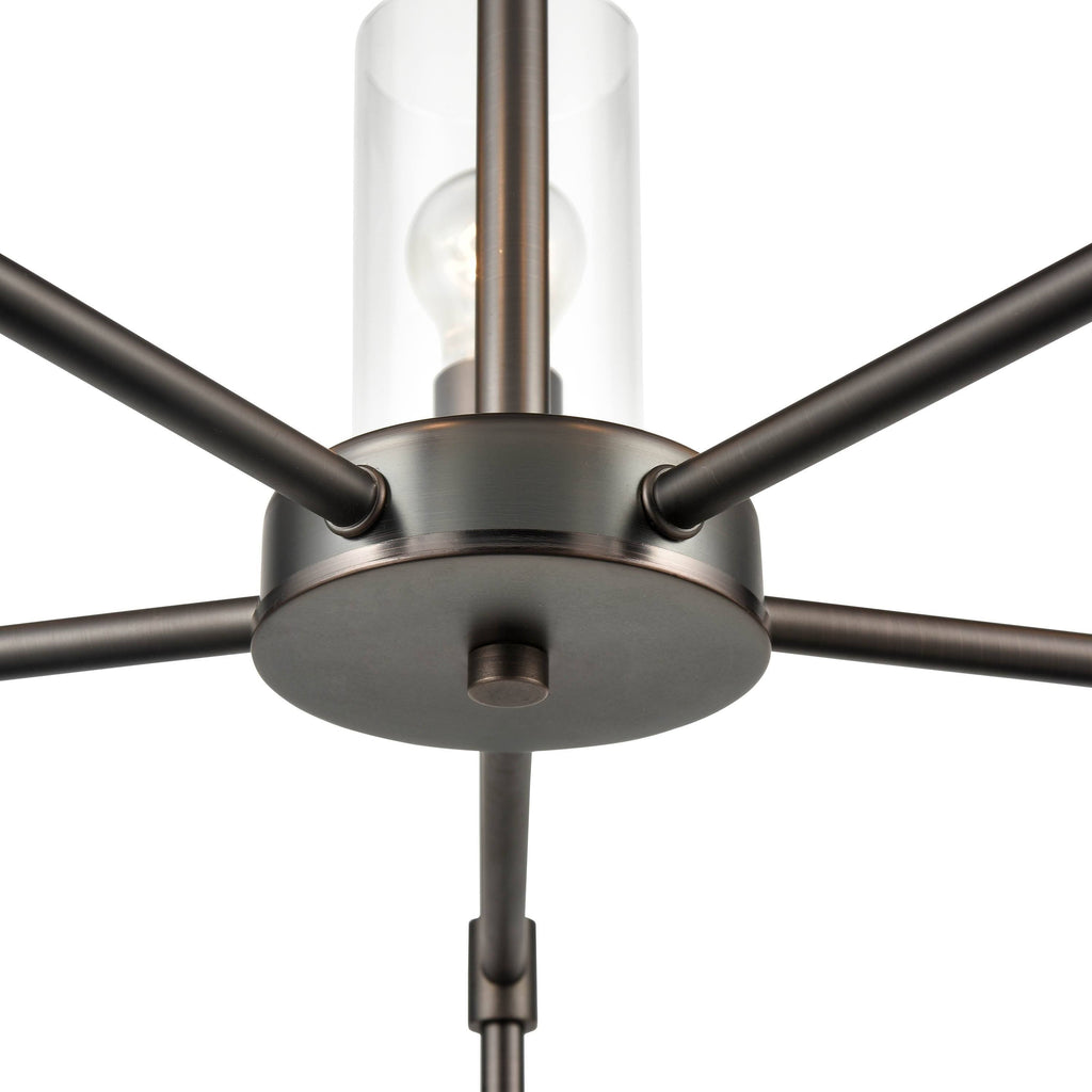 Satin Nickel 5-Light Chandelier Pendant with Clear Glass Shades A611138