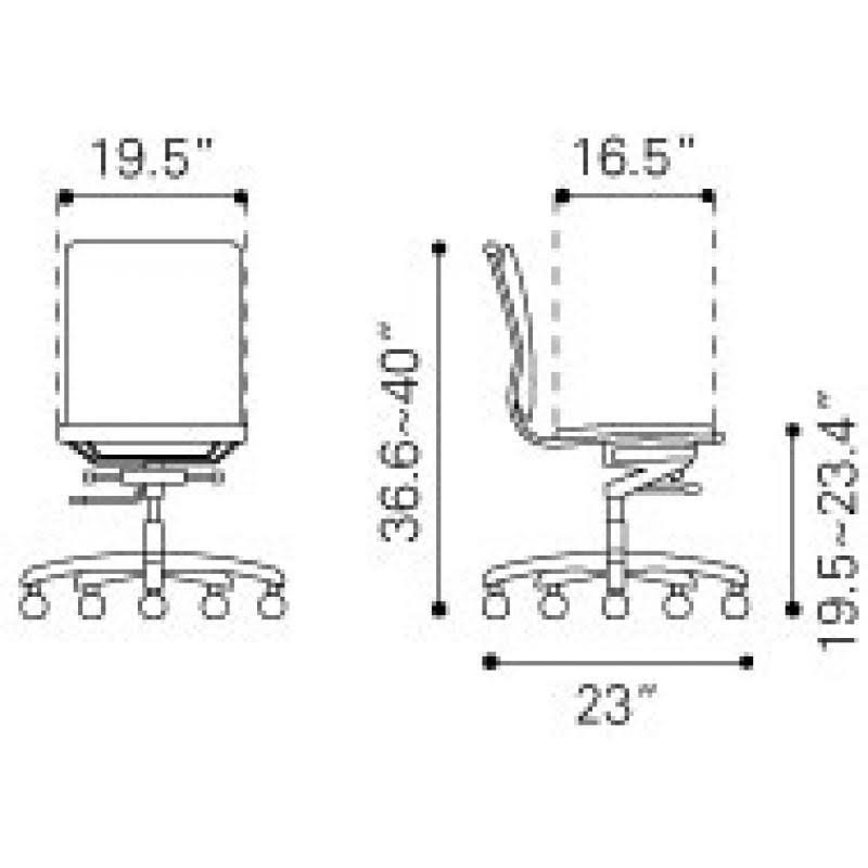 Gray Armless Office Chair P1068