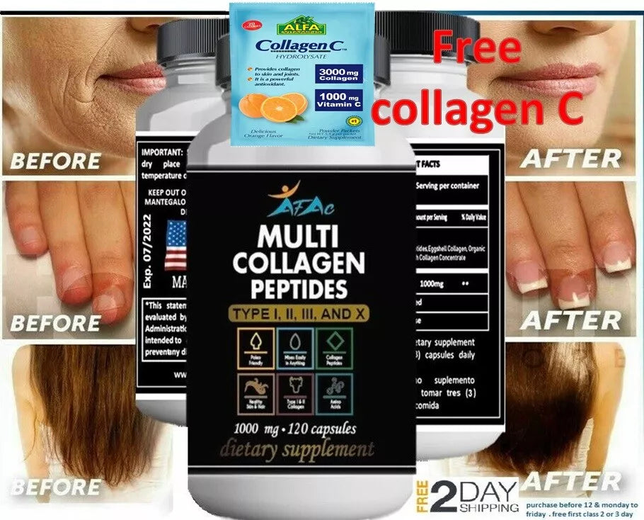 Collagen Hydrolyzed Peptide 120 Capsules Vitamin C T252820