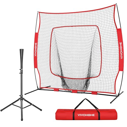 7x7 Ft Baseball Softball Practice Net with Batting Tee and Carry Bag E331050